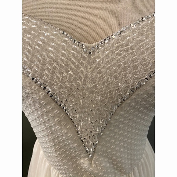 Strapless Off White Dress w Clear Beading Detail - Picture 2 of 5